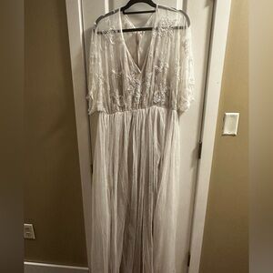 Boohoo Elegant White Embroidered Maxi Dress